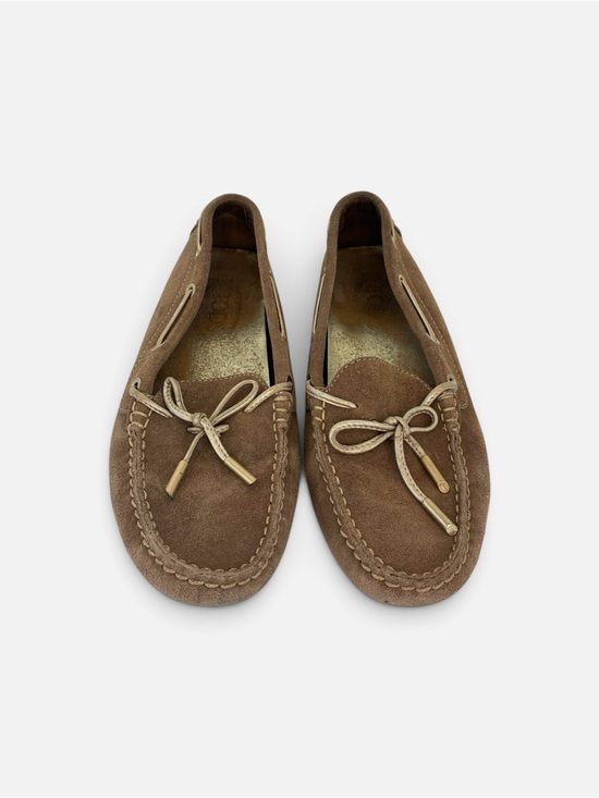Tod's Shoes - Tod's Brown Suede Bow Moccasin Loafers